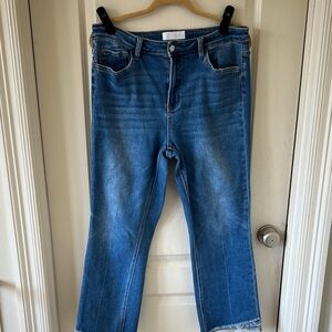 High rise medium wash Kick flare denim Jeans by Vervet